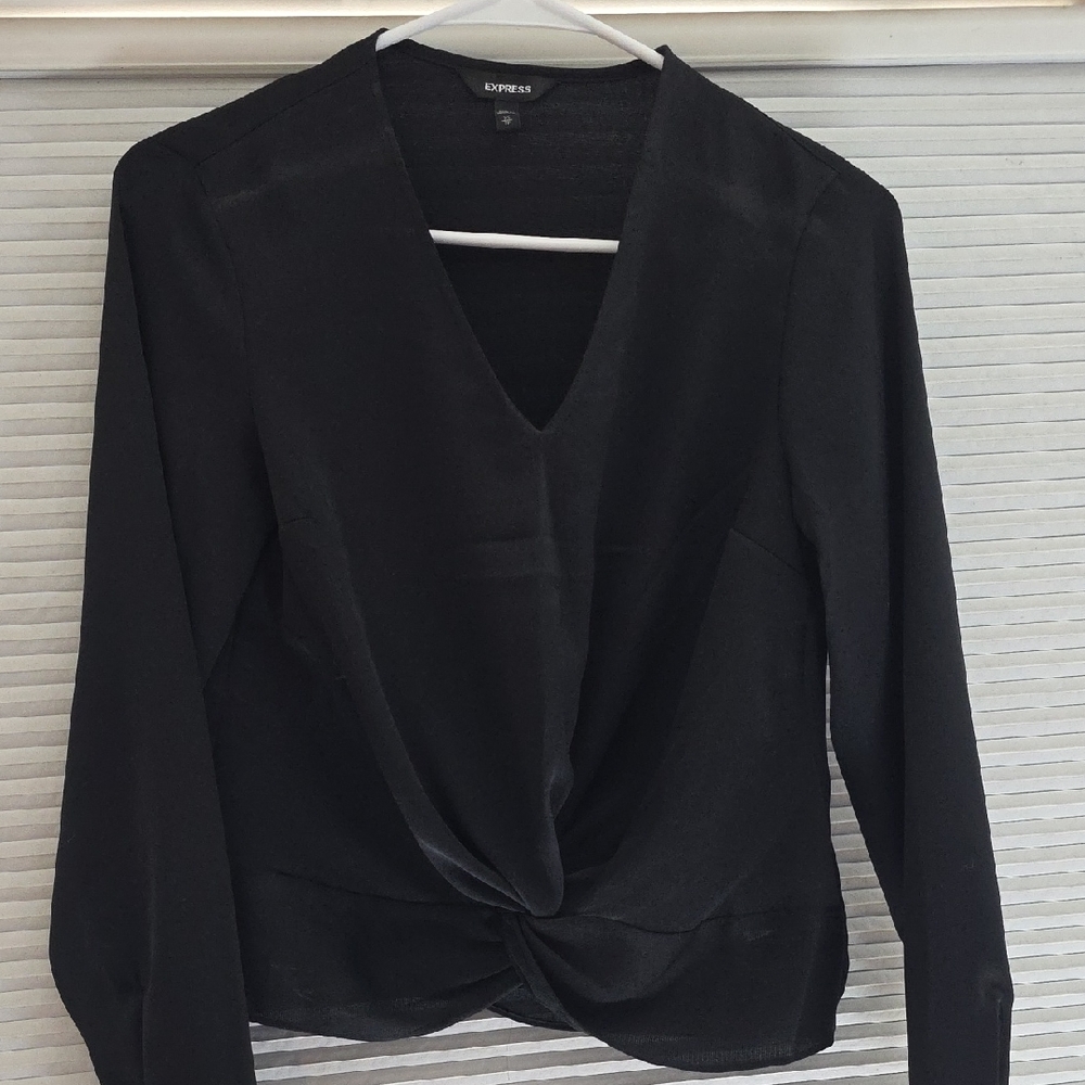 Express V-Neck Black Blouse XS